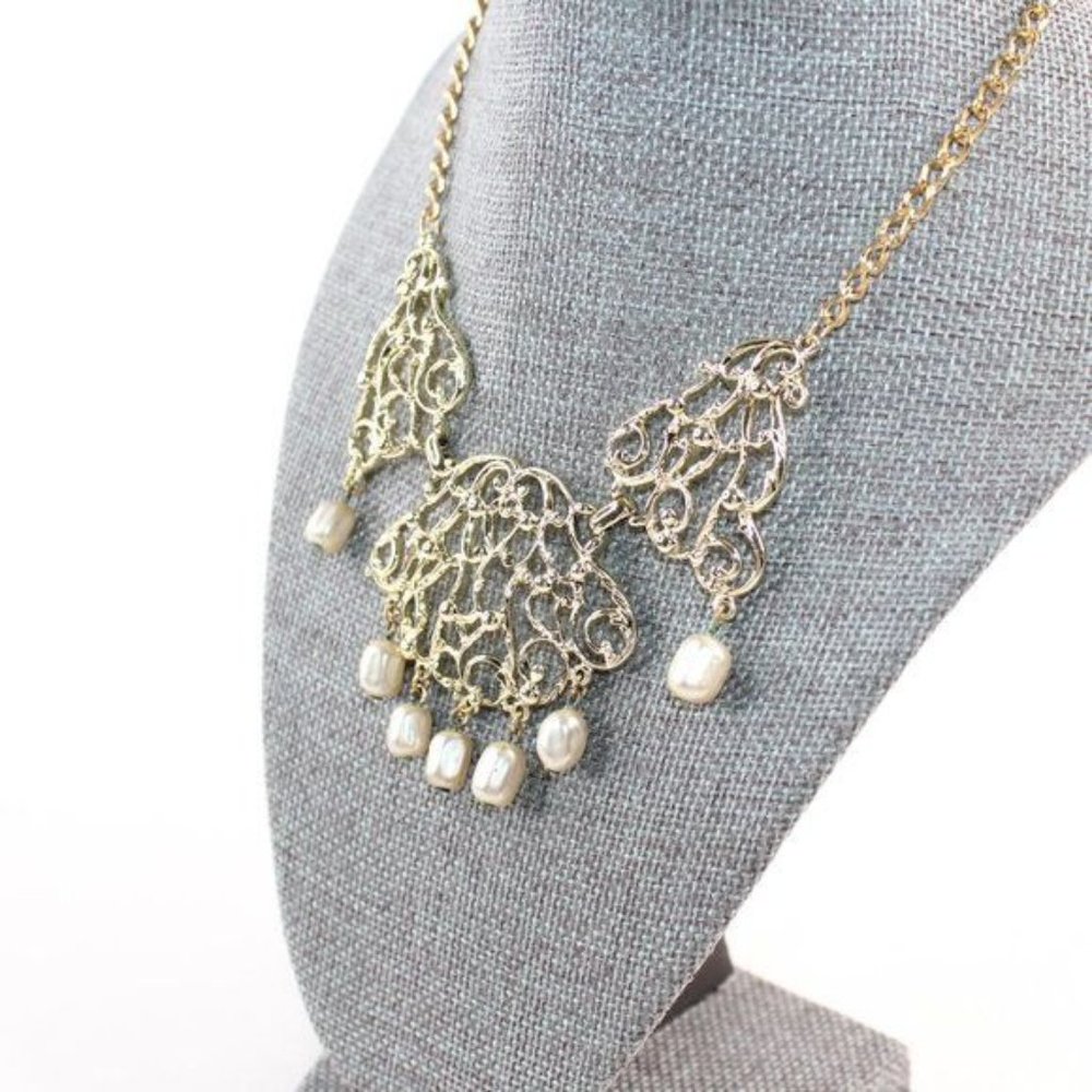 VTG Sarah Conventry Gold Metal Princess Length Oval Link Chain Bib Necklace - Picture 5 of 6